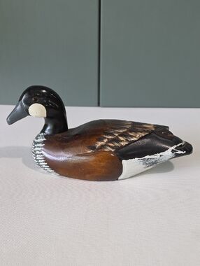 Vintage Hand-Painted Wooden Canada Goose Decoy Figurine Decor